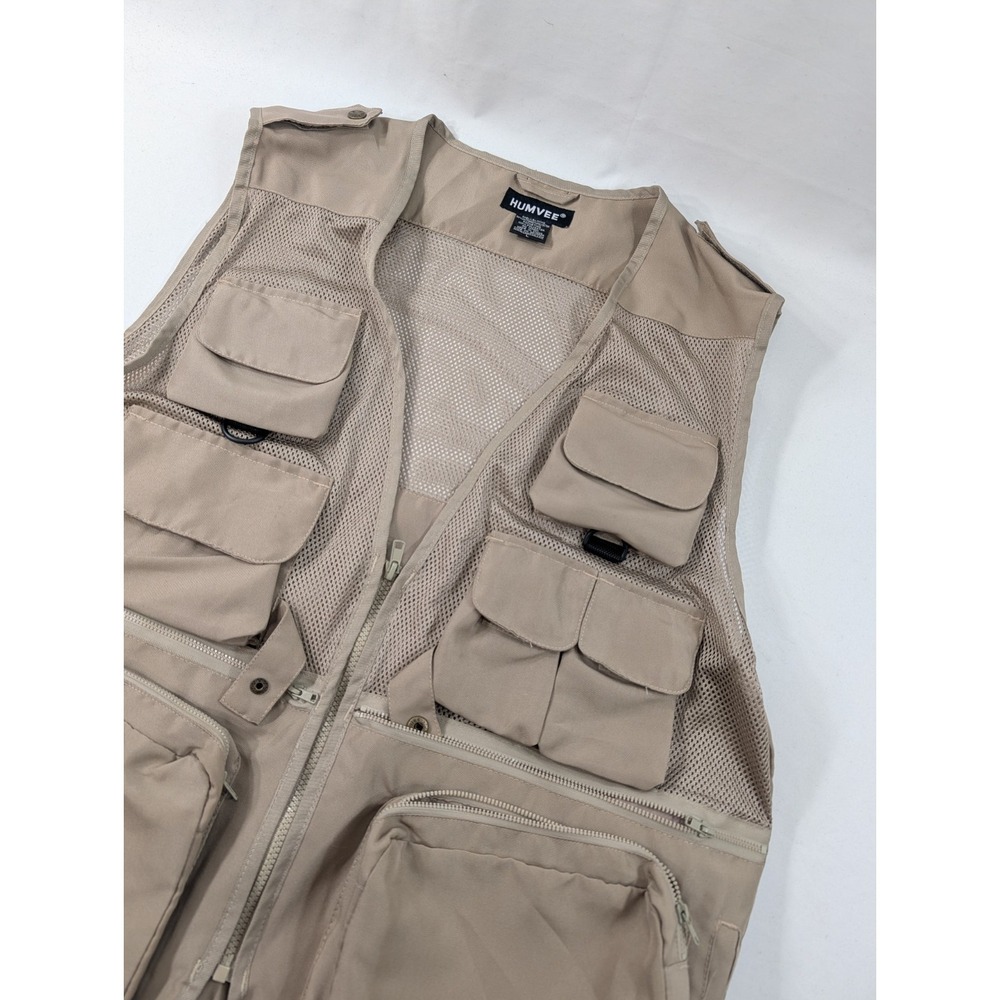 New No Tags Humvee Mens Large Safari Photo‎ Fishing Hunting Khaki Tan Hunt Vest